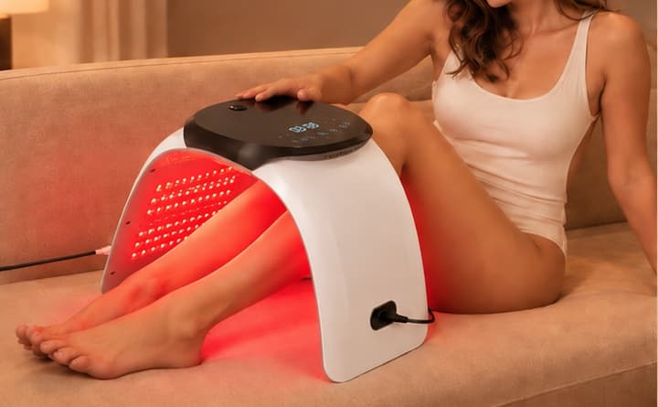 The infuser positioned over the lower legs